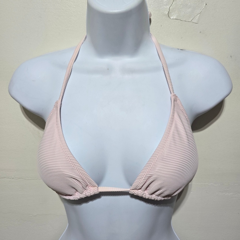 J. Crew Re-Imagined Ribbed Triangle Bikini Top Women Medium Pink Recycled